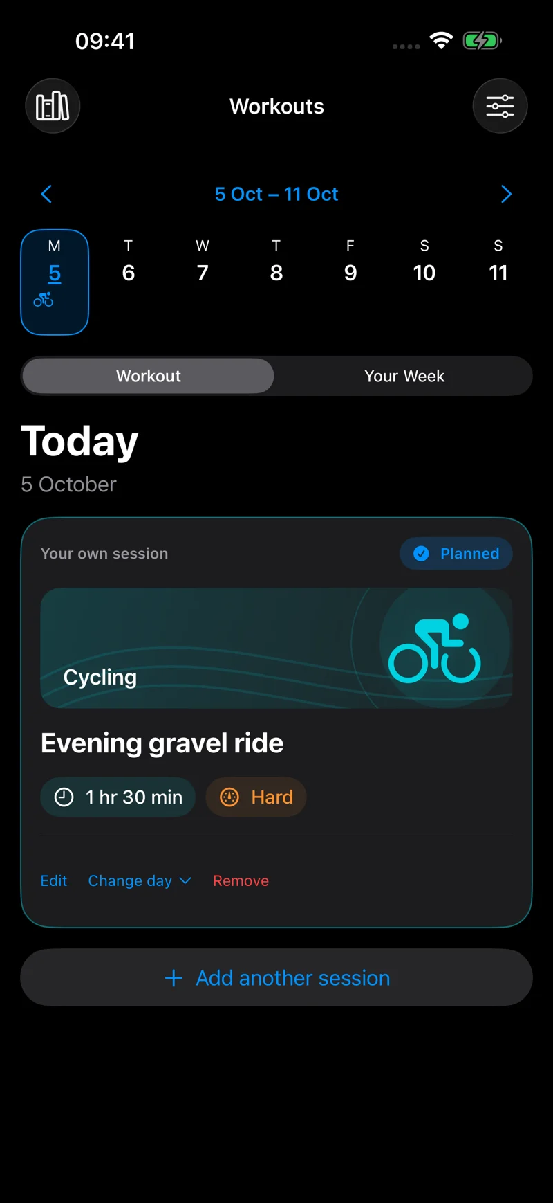 A custom cycling session alongside suggested training