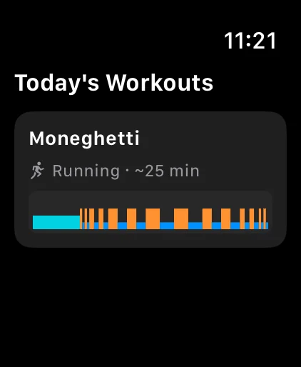 Today’s Moneghetti running workout on Apple Watch